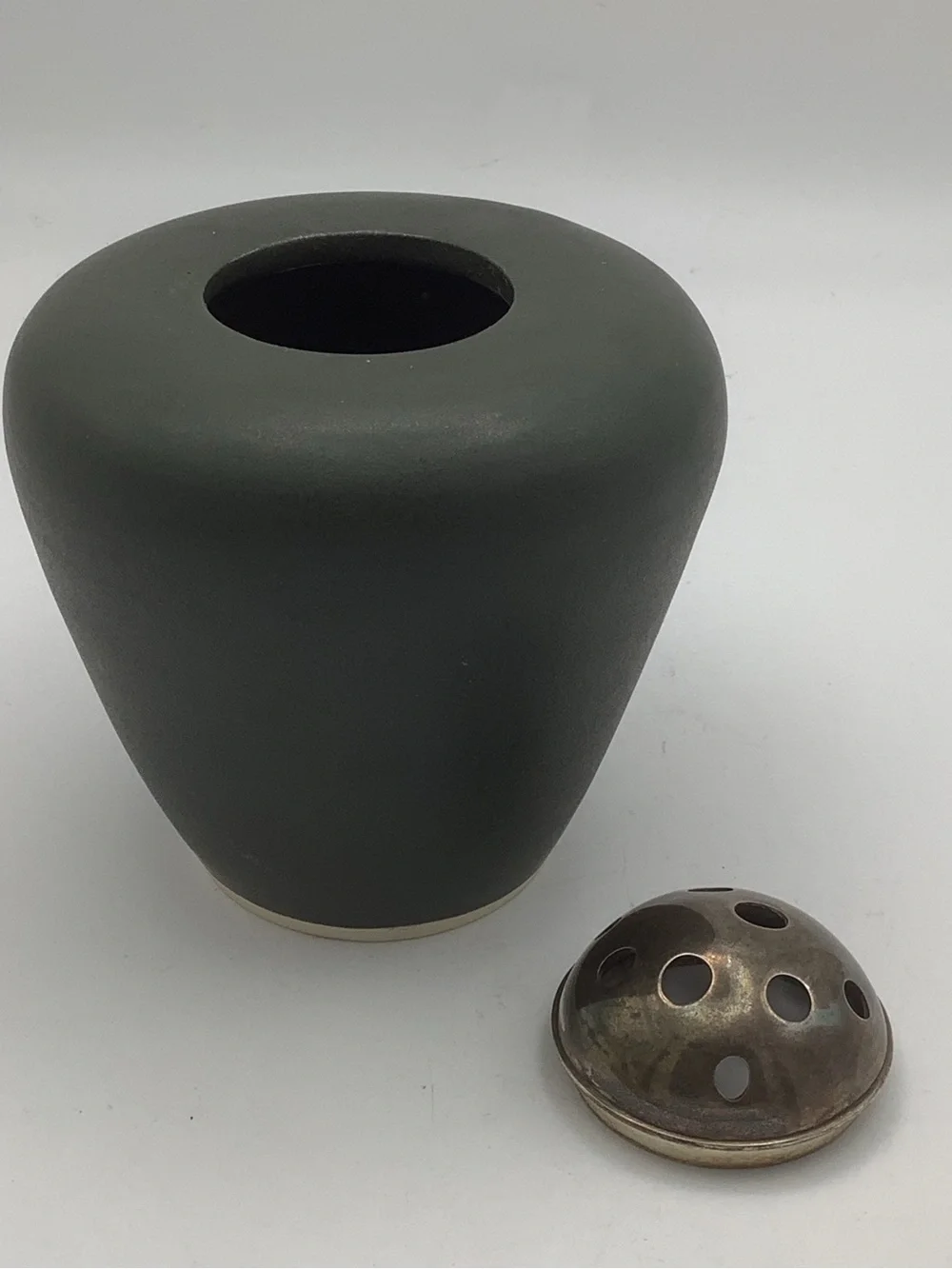 Two Matte Charcoal Gray Pottery Vases